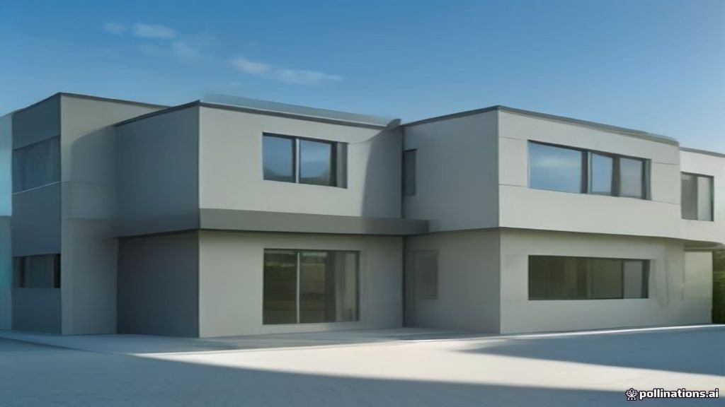 Desain rumah hook minimalis modern dua lantai dengan bukaan jendela besar di area sudut lahan.