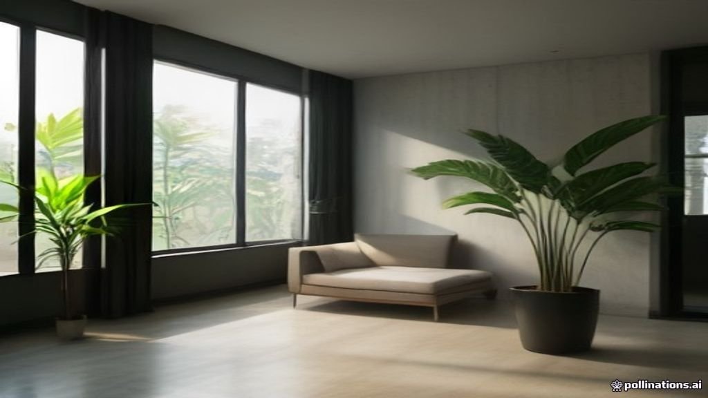 Desain rumah industrial modern berukuran luas dengan dinding semen ekspos dan lampu gantung besi hitam.