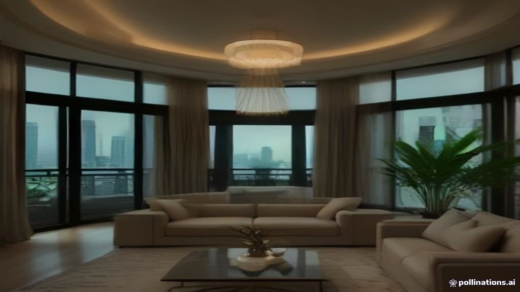 Desain rumah mewah modern dua lantai dengan kolam renang pribadi dan pencahayaan hangat.