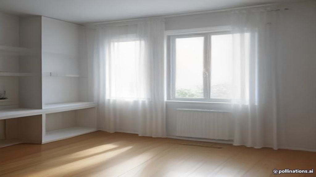 Desain interior apartemen minimalis modern dengan pencahayaan alami yang cerah.