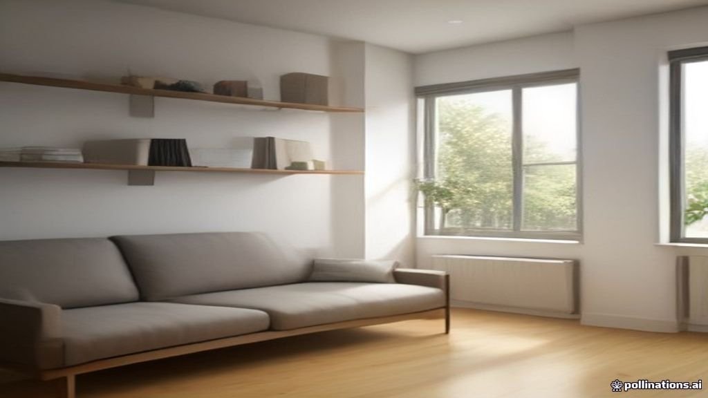 Desain interior apartemen minimalis modern dengan pencahayaan alami yang cerah.