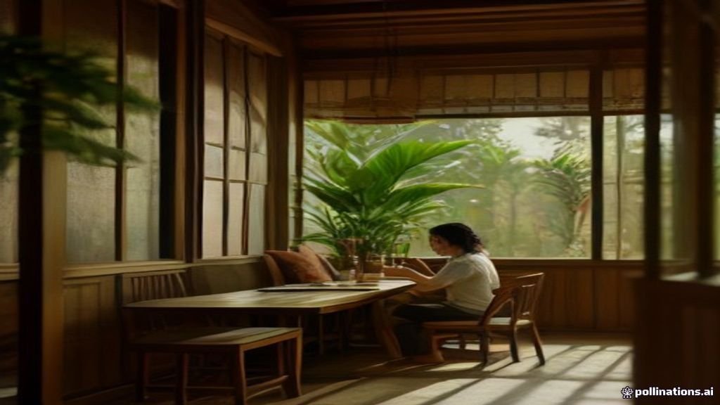 Suasana interior cafe Jogja yang estetik dengan pencahayaan hangat dan dekorasi kayu modern.