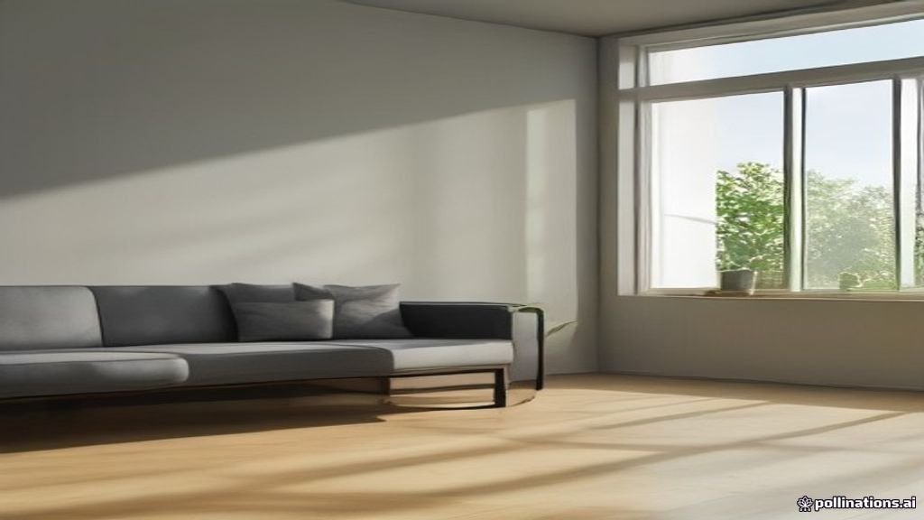 Desain interior rumah minimalis modern dengan pencahayaan alami dan warna netral yang luas.