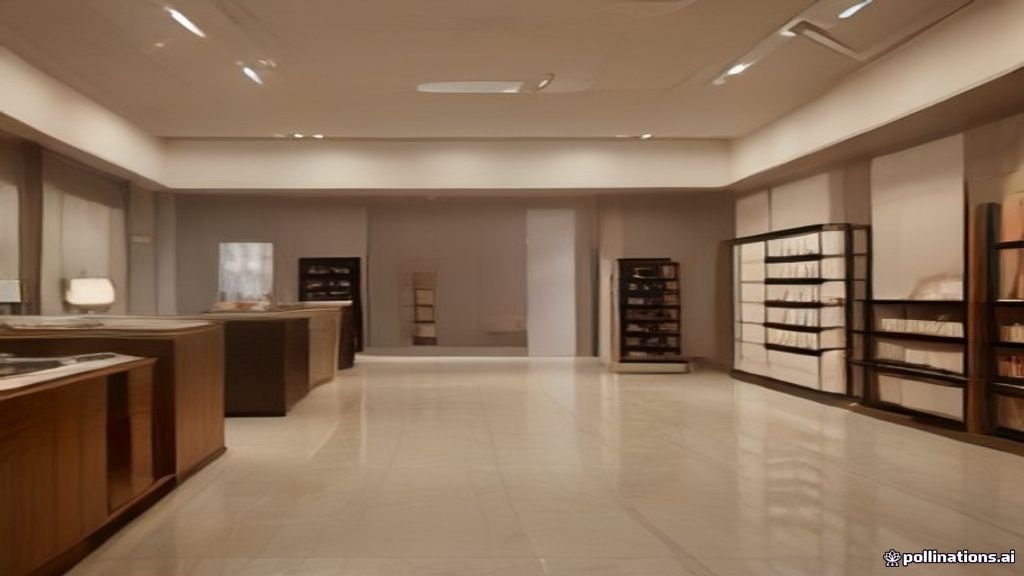 Desain interior toko mewah dan elegan dengan pencahayaan hangat untuk pengalaman belanja eksklusif.